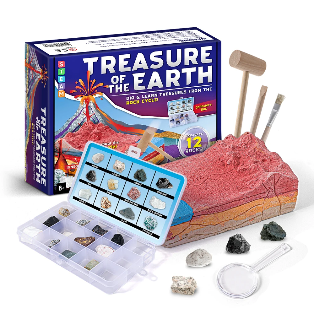 Private label science archaeology dig kit stem educational toys Treasure the Earth kids edu excavation kit