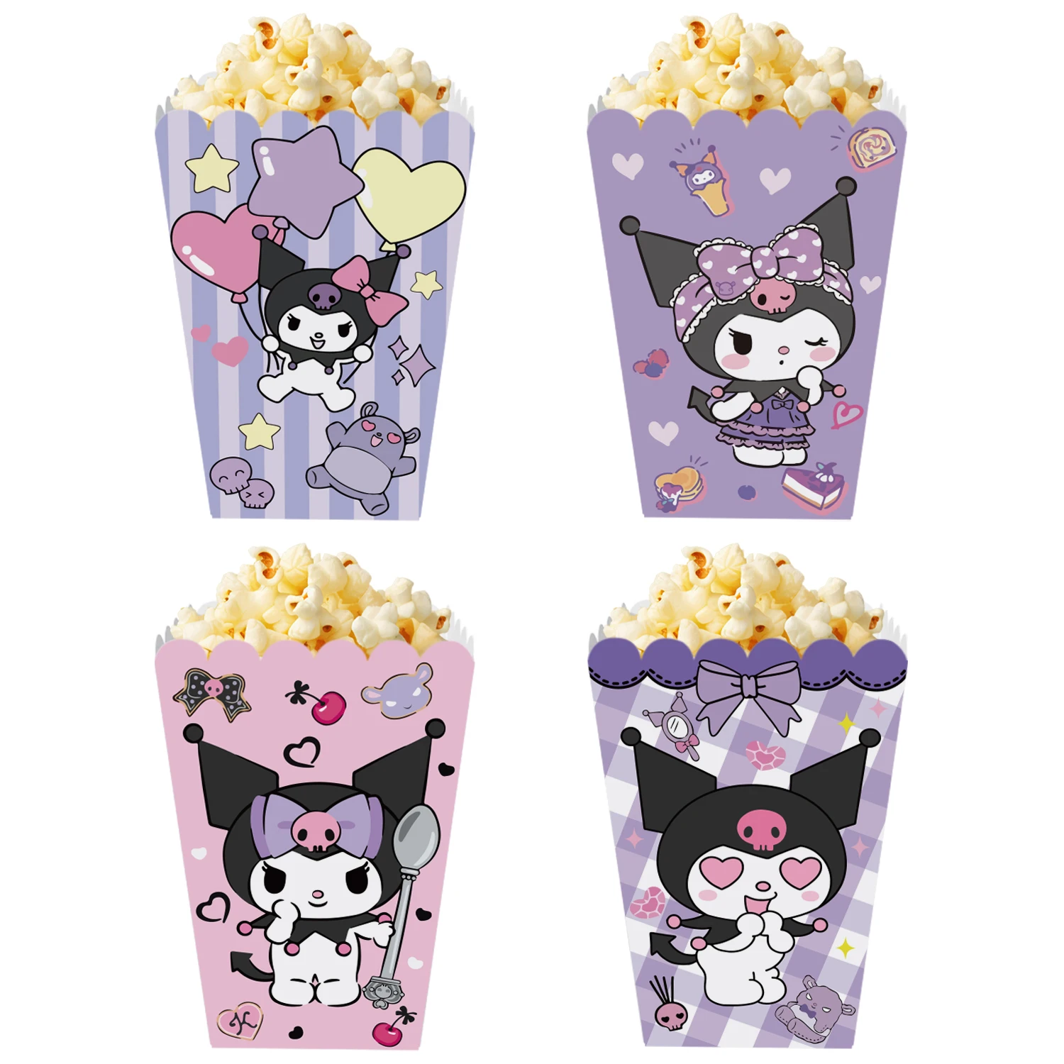 Одноразовая коробка для попкорна Kuromi декоративная дня рождения фиолетовая многофункциональная