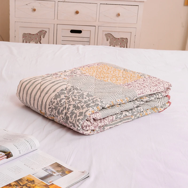 Хлопковое одеяло с принтом, всесезонное универсальное одеяло для студенческого общежития.