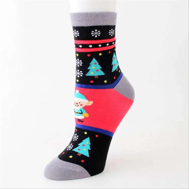 Fashion Christmas Tree Snowman  Jacquard Cotton New Christmas Socks Women