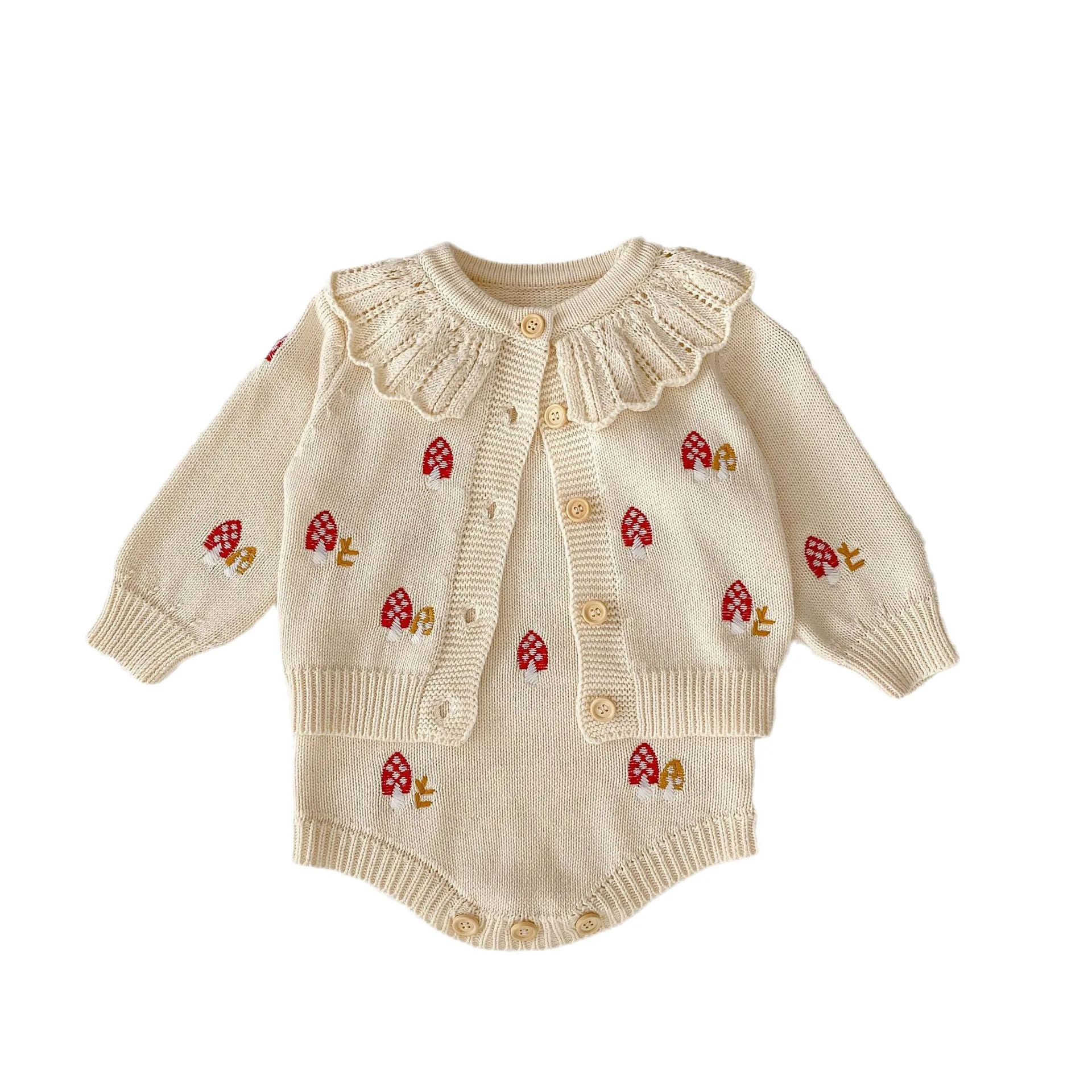 0-3 Years Old Autumn Winter Infant Floral Knit Top Newborn Knitted Sweater Baby Girl Cotton Clothing Sets