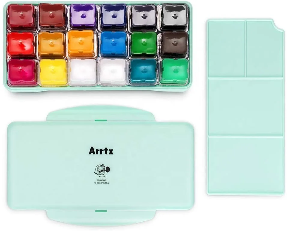 Arrtx Jelly Gouache Pigment Set 18 Colors x 30ml Safe And Non-toxic For Children (Mint Green)