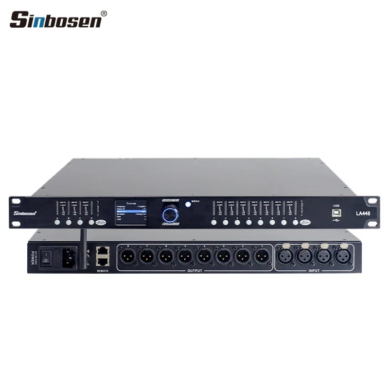 LA448 professional digital dsp audio equipment 4-in-8-out-audio-processor with fir filter