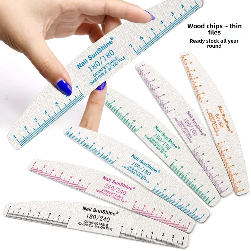 Nailsunshine Cross-Border Half-Moon Nail File Dual Side Gray and White Emery Sandpaper for Manicure and Nail Surface Polishing