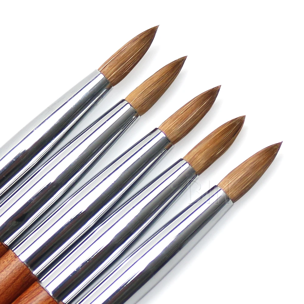 BIN Professional Red Wooden Handle Acrylic Brush Nail Art Kolinsky Nail Brush