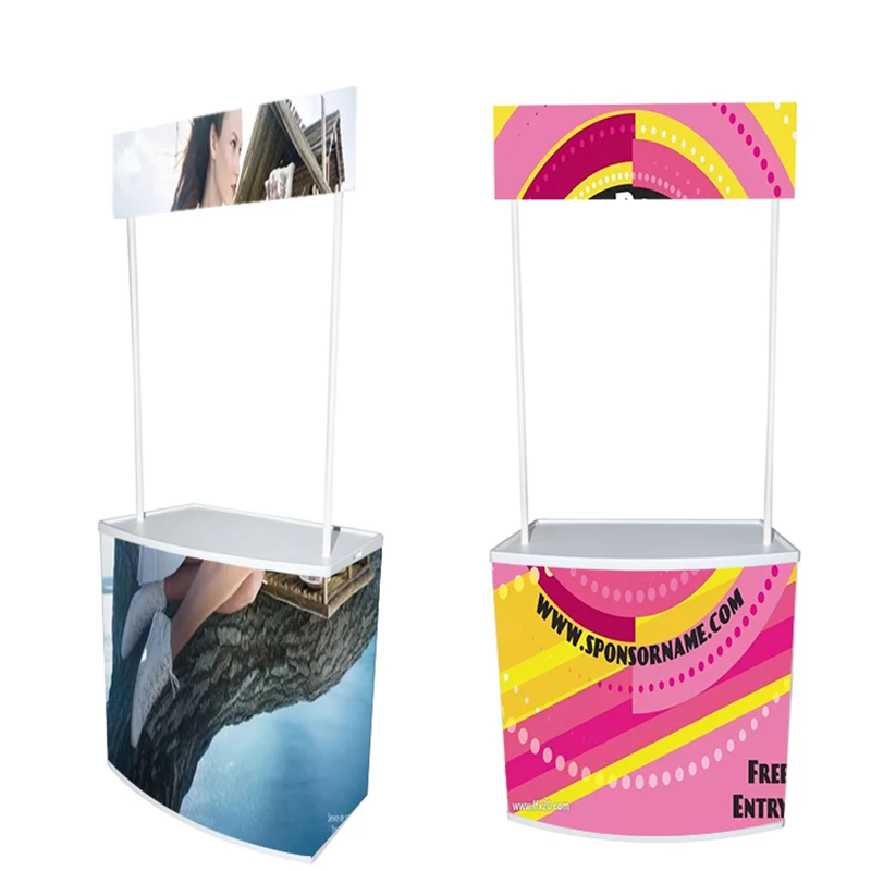 Customize design ABS/PVC promotion display stand folding promotion desk advertising exhibition portable promotion table