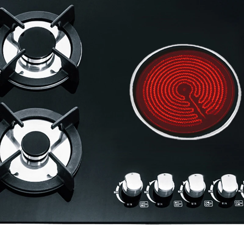 built in 5 burners hybrid electric cookware 4 gas 1 electric infrared induction ceramic cooker hob