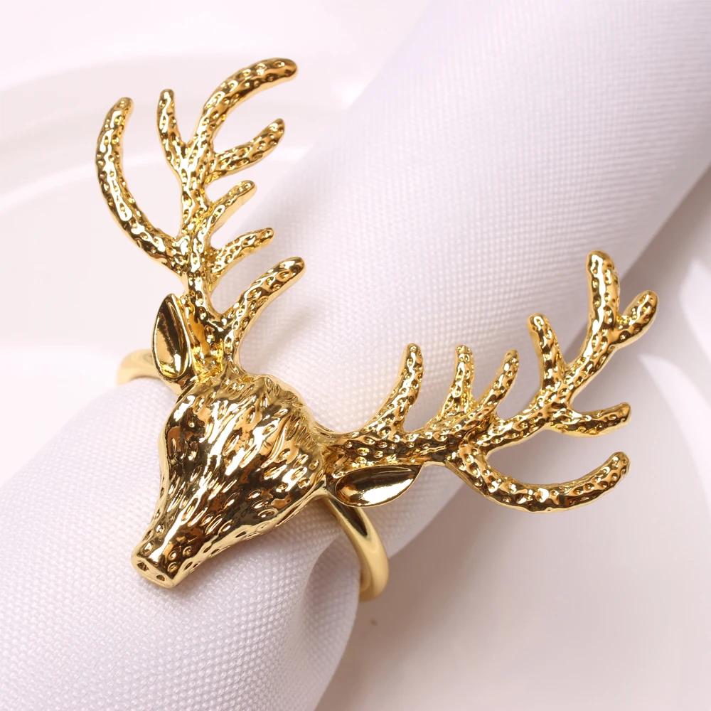 Napkin holder luxury deer shape napkin holder gold heart christmas napkin rings