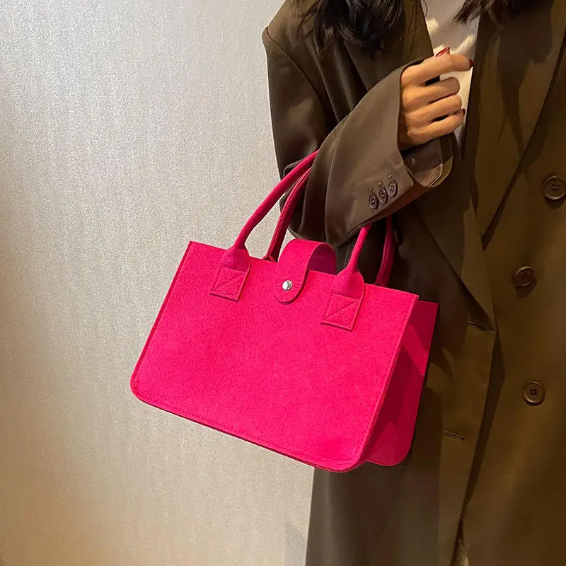 Factory Wholesale High Quality Custom Felt Bags Eco Friendly Large Capacity Fashion Colorful Felt Tote Bag for Shopping