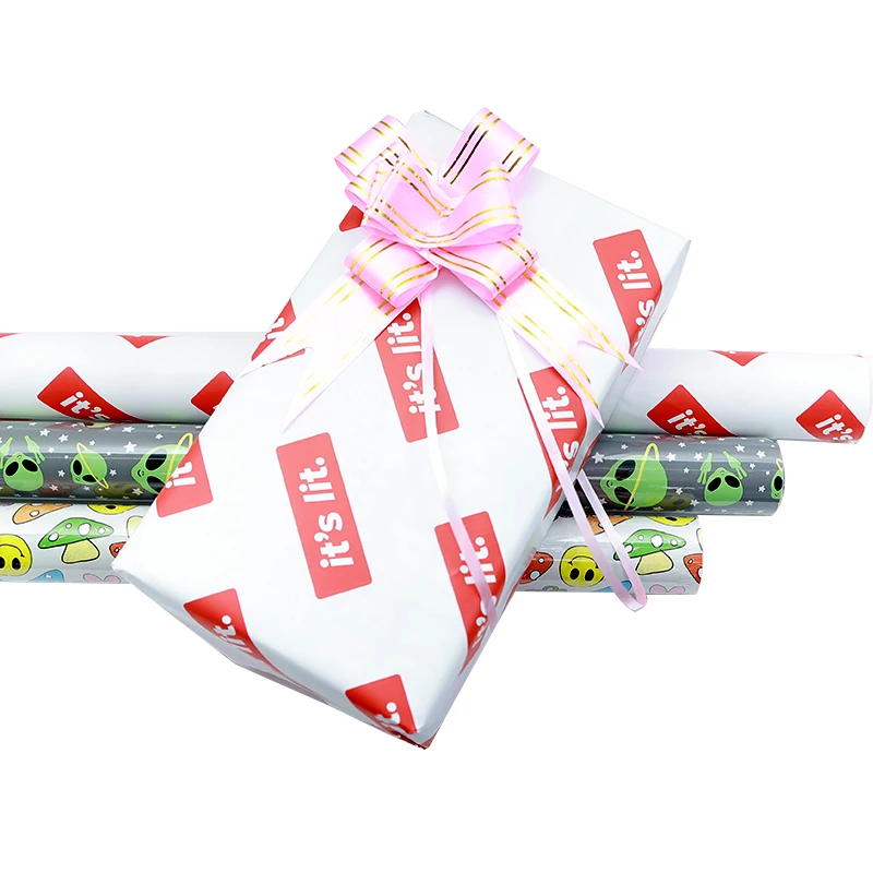 Factory sale gift wrapping paper CMYK printing roll paper golden printing paper
