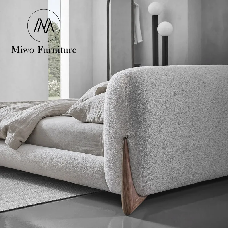 Luxury italian Bedroom Queen King Size Fabric Frame Beds nordic Modern Tufted Upholstered Furniture Velvet Solid wood double bed