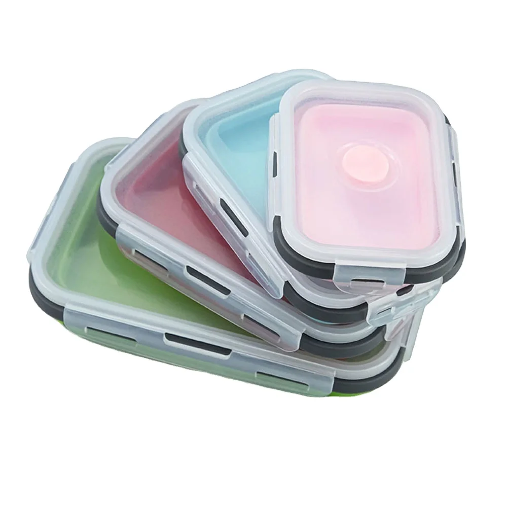 Picnic Outdoor Portable Lunch Box Refrigerator Square Folding Lunch Box Sealed Fresh Box Food Grade Silicone Carton OEM Picture