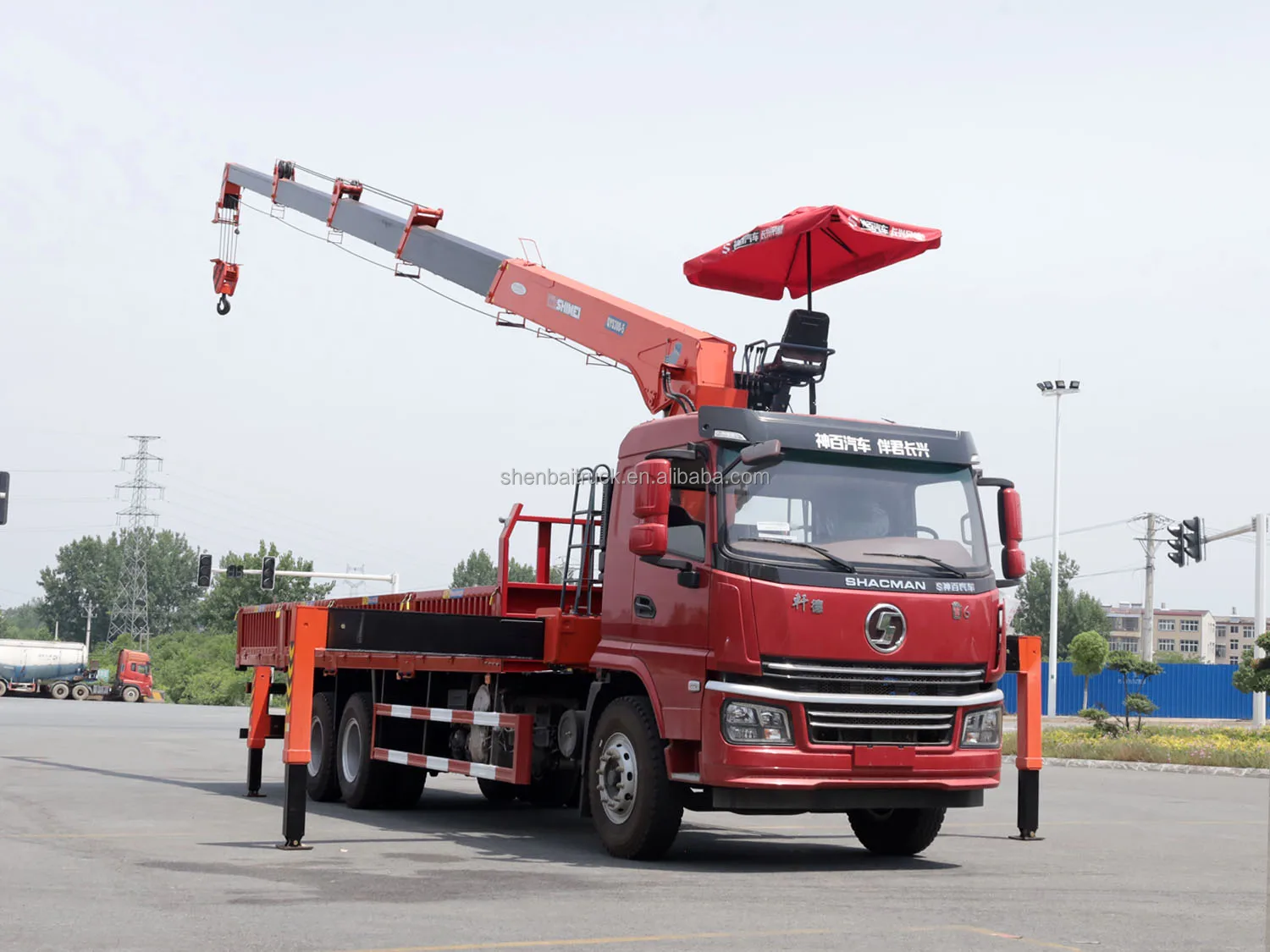 hot sale 6x4 truck with Shenbai 10 ton hydraulic telescopic boom crane