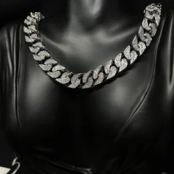 2Row 3mm to 22mm S925 Sliver Solid Gold Miami Link Necklace for Men Women Wholesale Moissanite Cuban Chain