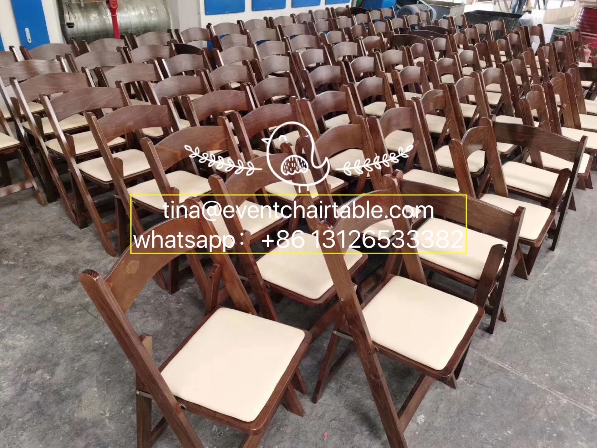 Outdoor Dark Fruit Wood Folding Wedding Chairs with Padded Seat Party Event Wimbledon Dining Chair