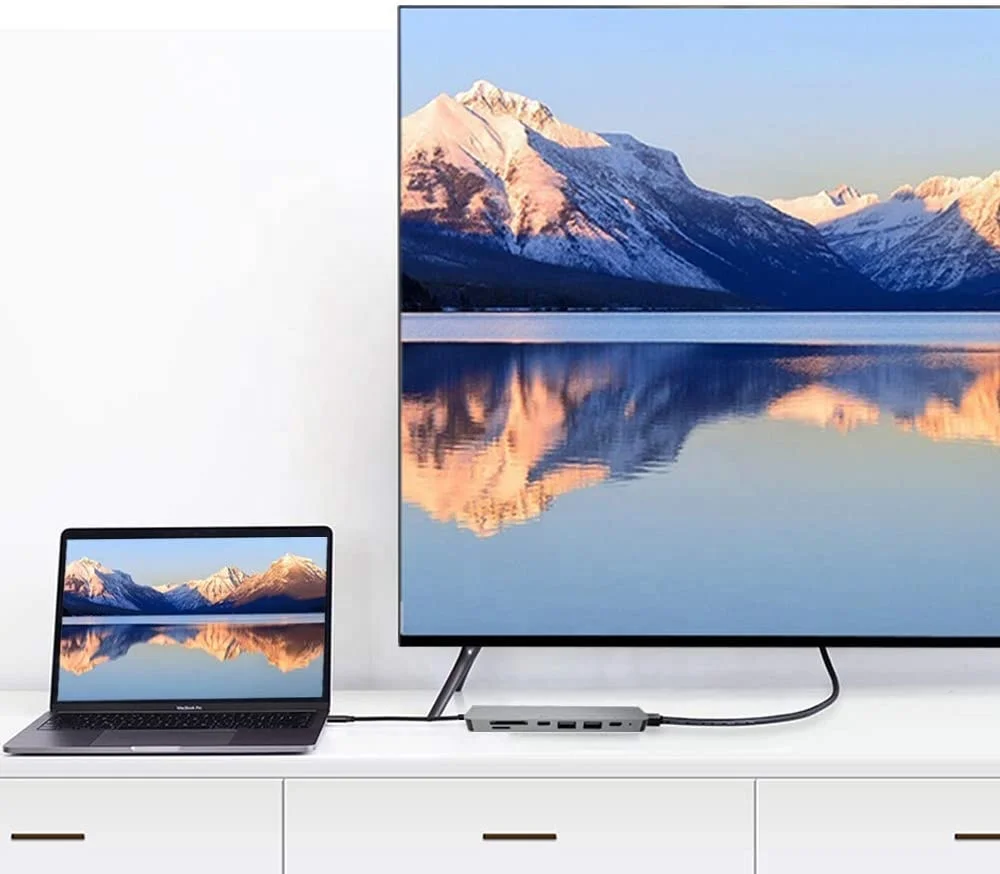 7 в 1 USB Type C Thunderbolt от 3 до 4K 60 Гц HDMI Hub PD зарядка и кардридер для MacBook Pro Samsung Galaxy Series т.