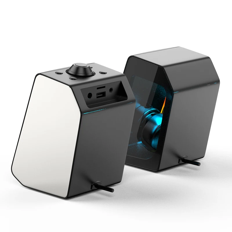 Лучшие продажи двойной RGB игровой динамик с прозрачным объемным звуком активный для компьютера