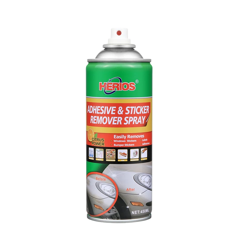 Best 450ml Herios car care products sticker and adhesive remover spray pitch cleaner for cleaning sap sticker spot coal asphalt