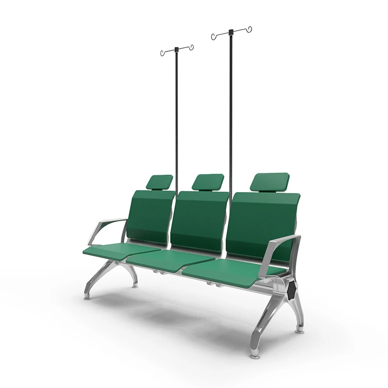 Flya Comfortable Hospital Waiting Patient Transfusion 3/4/5 Seats Chair With Iv Pole Stand Infusion Chair