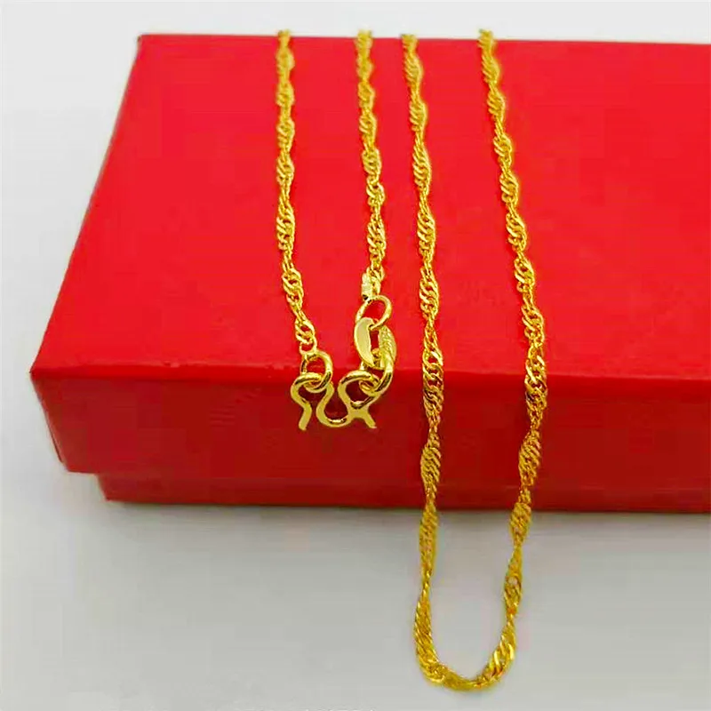 Aug jewelry hot-selling wholesale 24k gold-plated thin chain 1mm box chain 45cm Vietnam sand gold ladies necklace