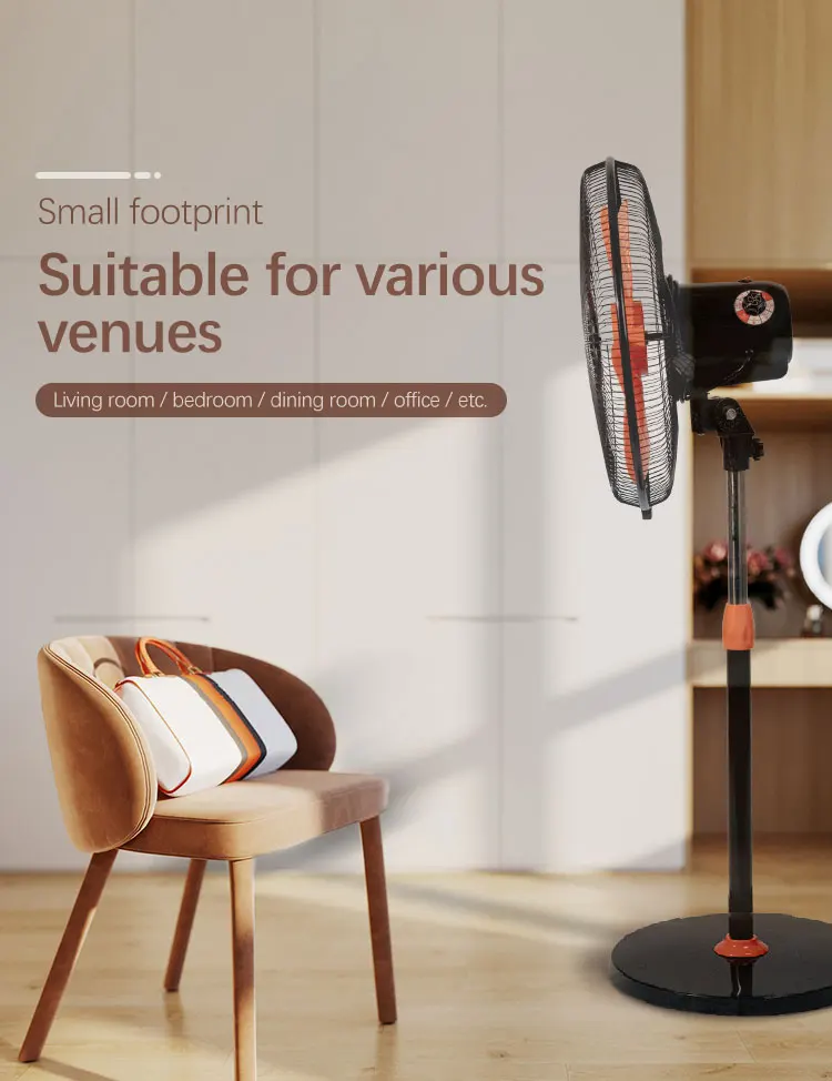 OEM electric fans 16 inch Rechargeable 12V DC Solar Energy Standing Fan in guangdong