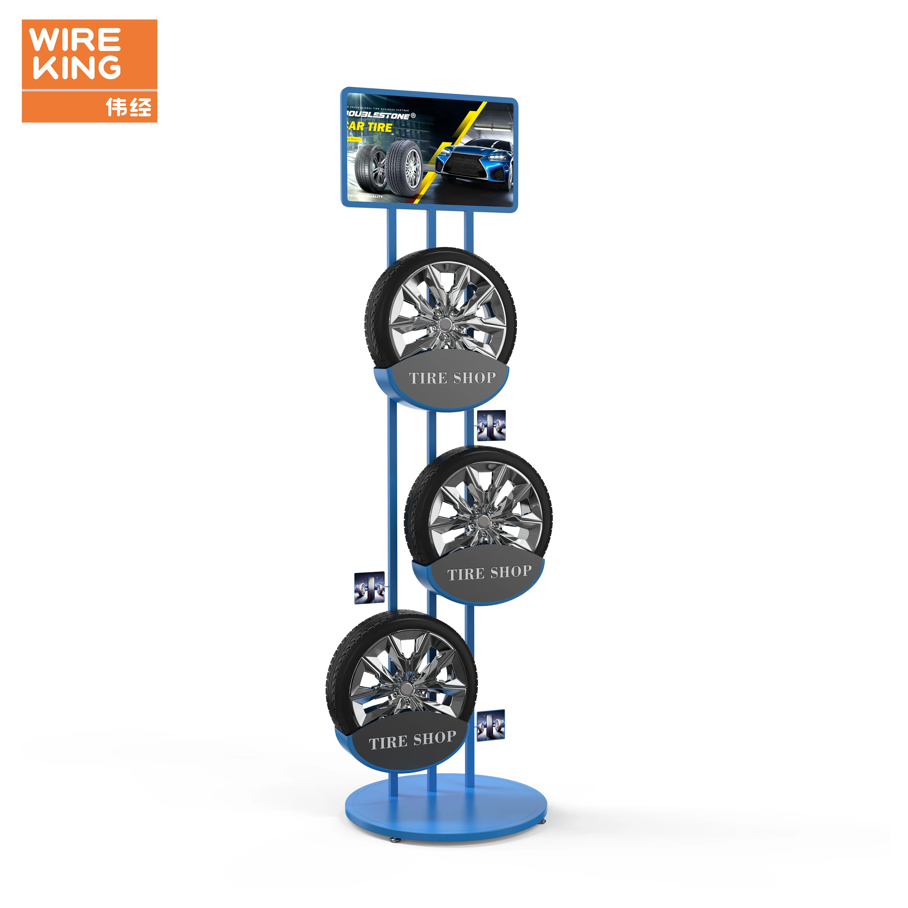 Custom 3 Tier Metal Car Tire Display Rack 4S Store Display Standing Car Wheel Rim Tire Display Stands Rack