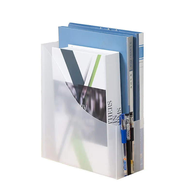 Large Capacity Plastic Bookshelf Data Frame File Rack Simple Style Bookshelf White Transparent Student Desktop Storage Box