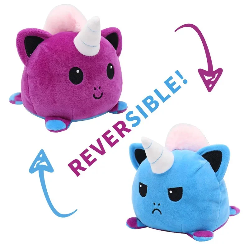 15cm New Design Cute Stuff Flip Double Side Unicorn Cat 35 Type peluches de Reversible Stuffed Animals Toy