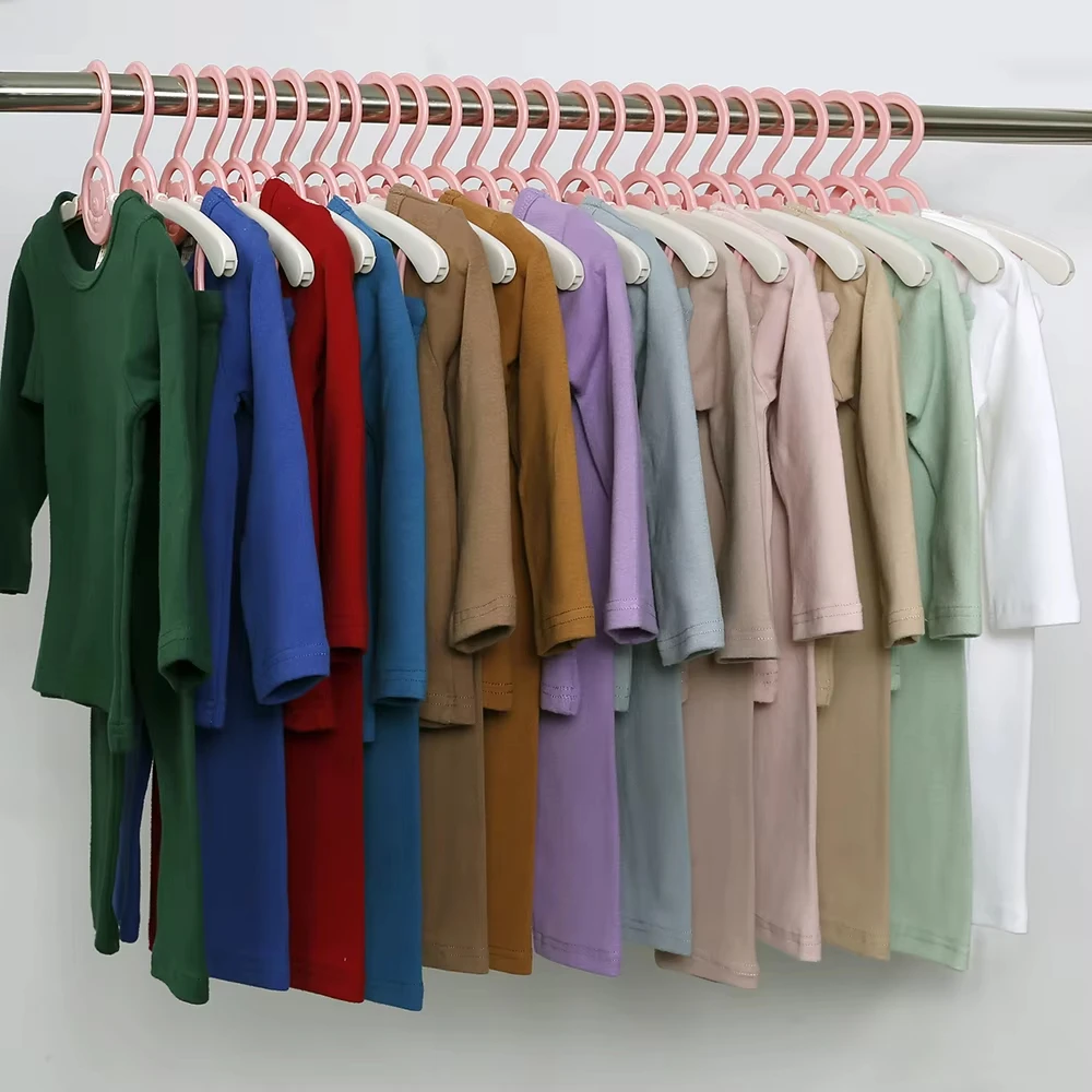 Wholesale Unisex Custom Solid Toddler Baby Loungewear Kids Pajamas 2pcs Clothes Set Basic Cotton Kids Girls Boys Pyjamas Set