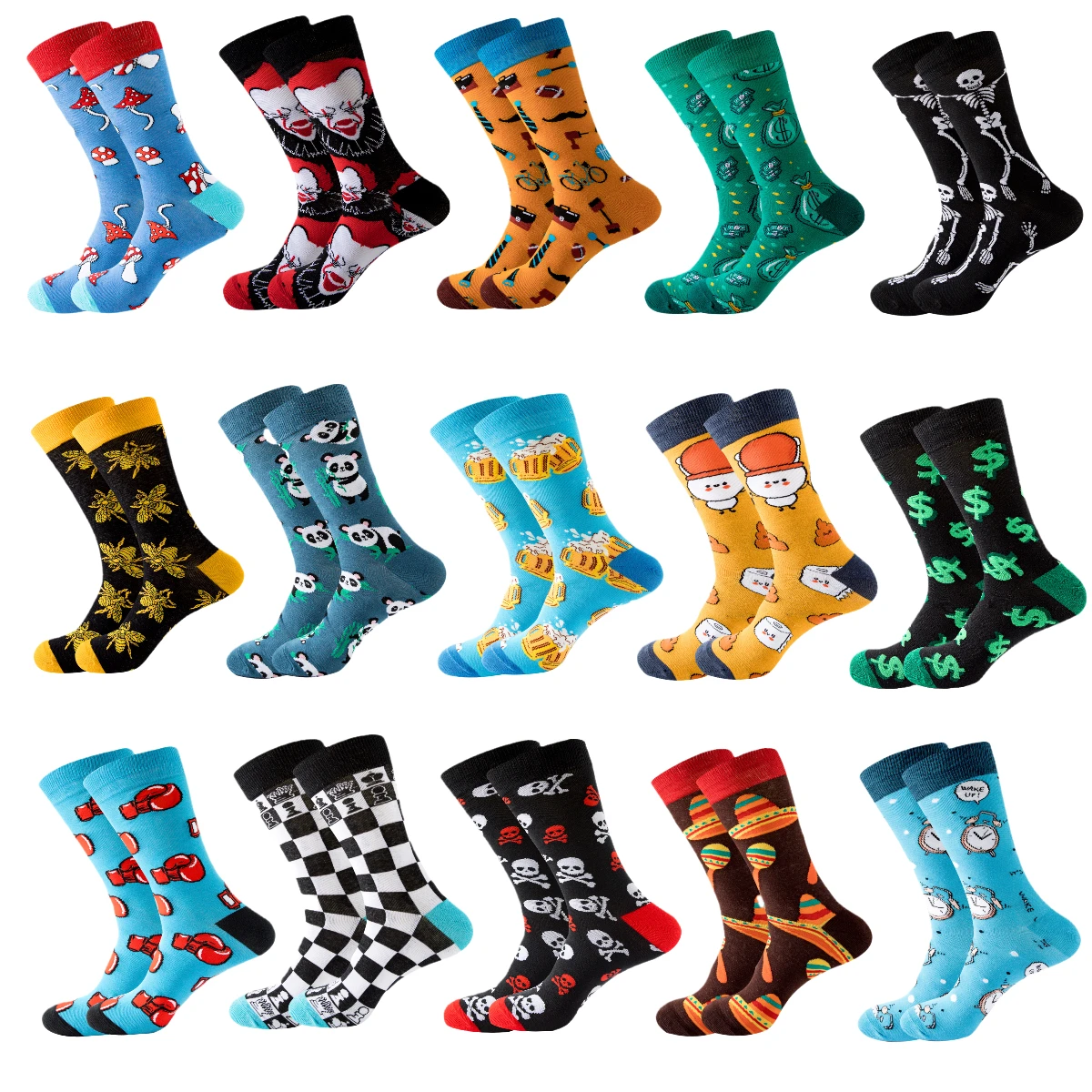 Whale Wholesale 2023 New Design Custom Logo High Quality Fashion Colorful Funny Happy Crew Cotton Men Designer Socks