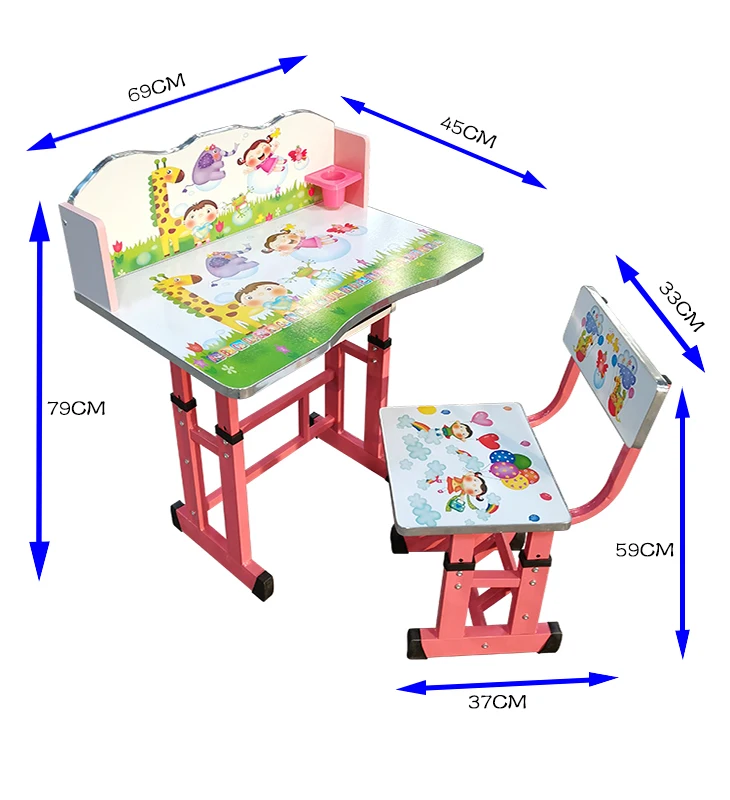 Wholesale Modern School Furniture Plastic Height Adjustable Kids Study Table and Chair Set Reading Table for Kids Children 15mm