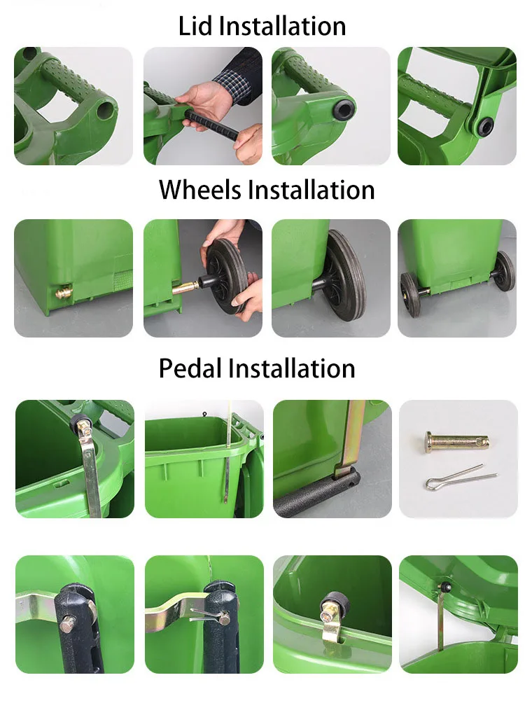 2024 Hot Sale Price 100l 120l 240l Dustbin Plastic  Garbage Containers Plastic Dust Bin With Wheels