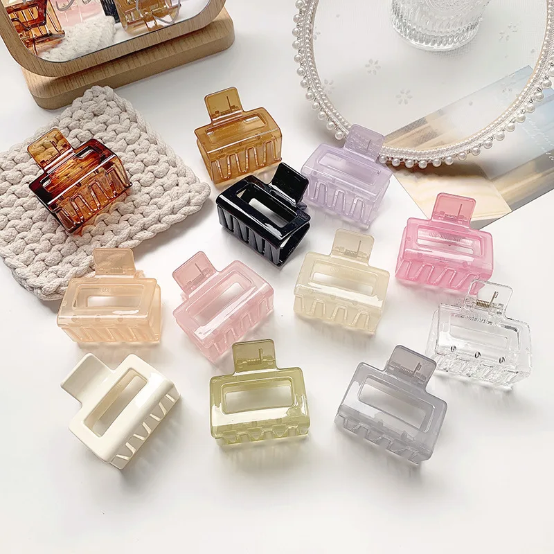 Wholesale Hair Accessory Jelly Color Nonslip Square Cellulose Acetate Acrylic Hair Claw Clips For Girl Women