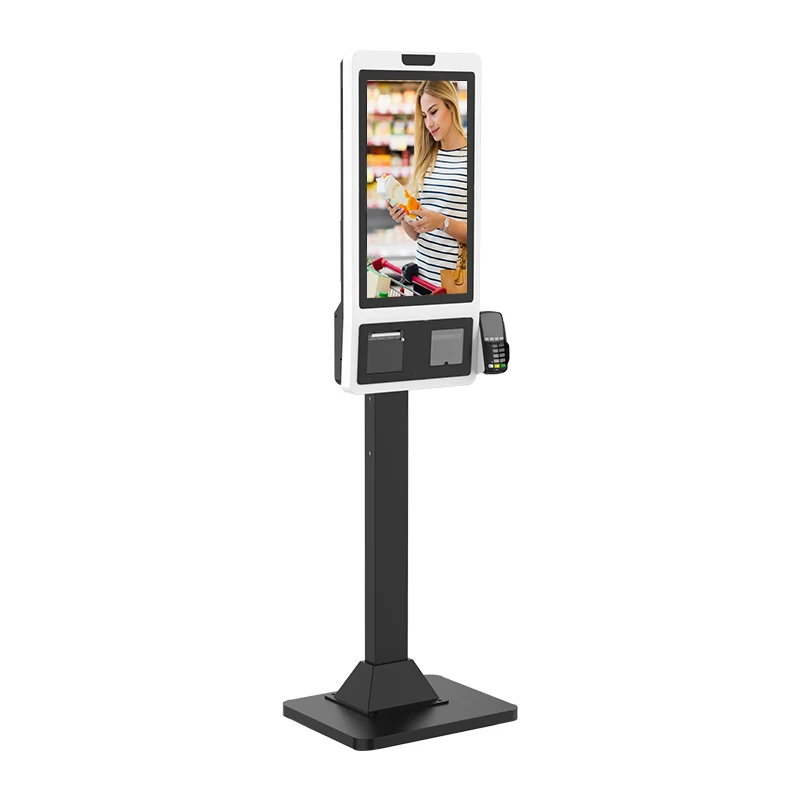 Small self-service kiosk cash register scanners self-ordering point Android payment terminal