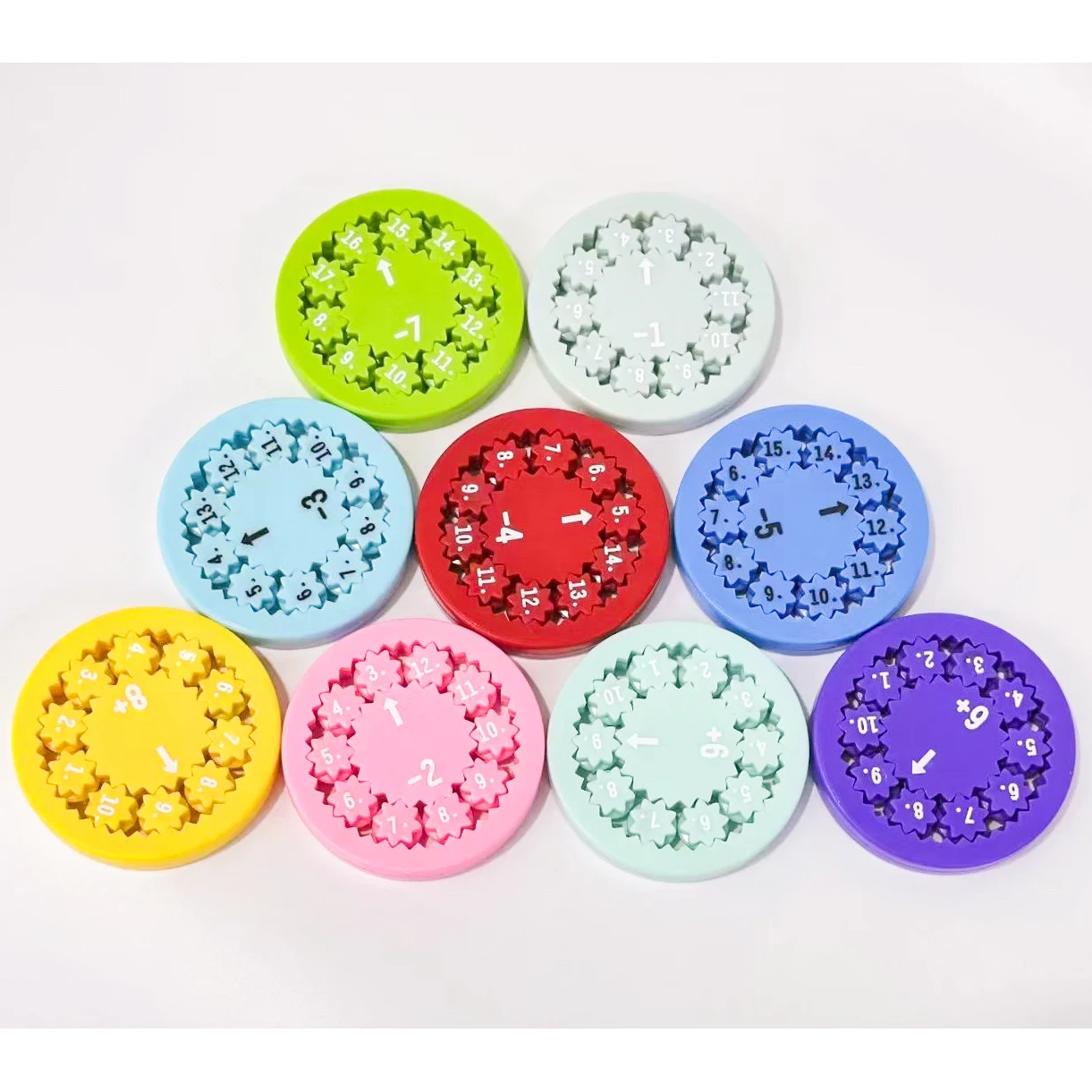 9Pcs Set 2024 Addition Substraction Multipilcation Division Math Facts Calculation Fidget Toy Math Fidget for Learning