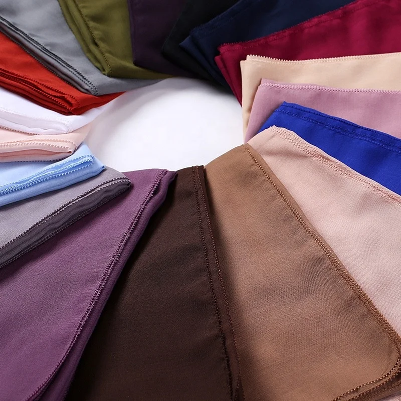 110*110cm Square Cotton Hijab Scarf Women Muslim Solid Color Shawls and Wraps Headband Soft Head Scarf Islamic Pashmina Scarves