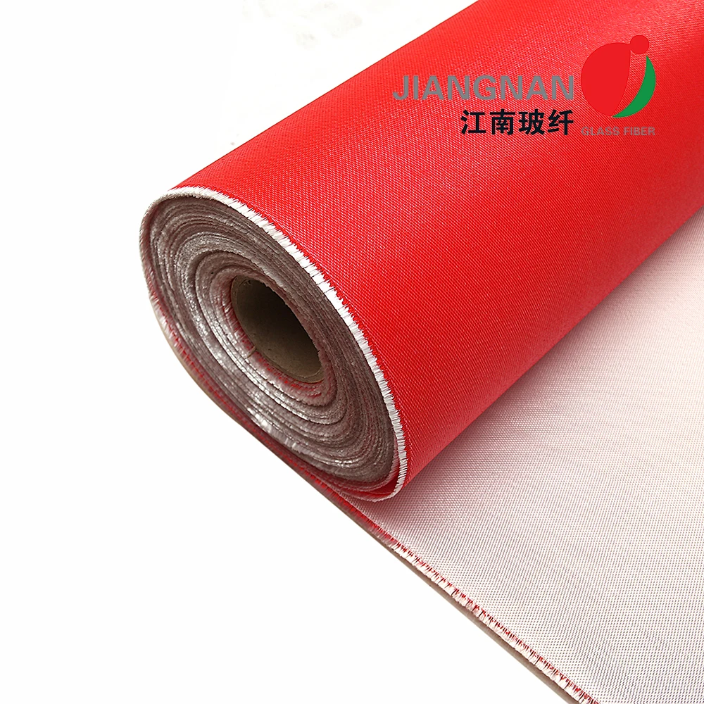 Red polyurethane (pu) /silicone rubber/acrylic waterproofing coating fiberglass fabric for smoke and fire curtain
