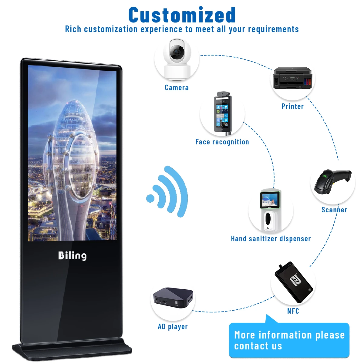 43 50 55Inch Indoor Advertising Kiosk Lcd Advertising Payers And Displays Kiosk Android Windows Freestanding Digital Signage