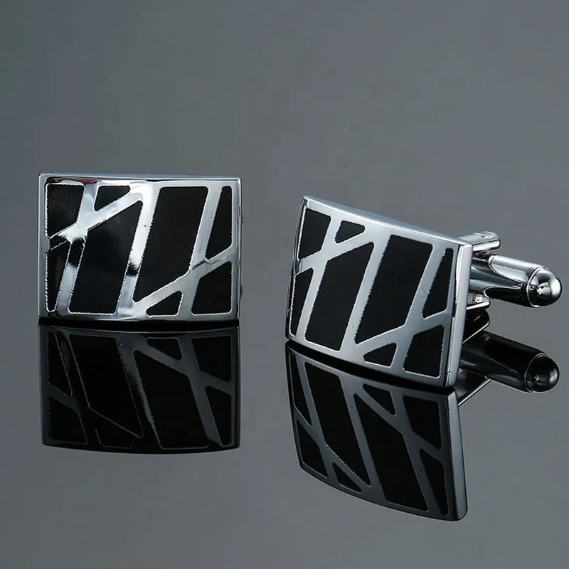 Black Cheap Silver Wedding Shirts Accessory French Cuff Link Sets