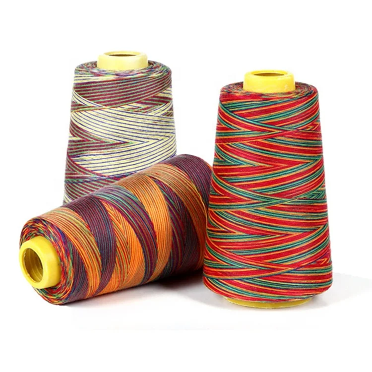 
40s/2 Colorful 100% Polyester Cotton Thread multi color Rainbow High Tenacity Sewing handmade Thread 3000 Yards 