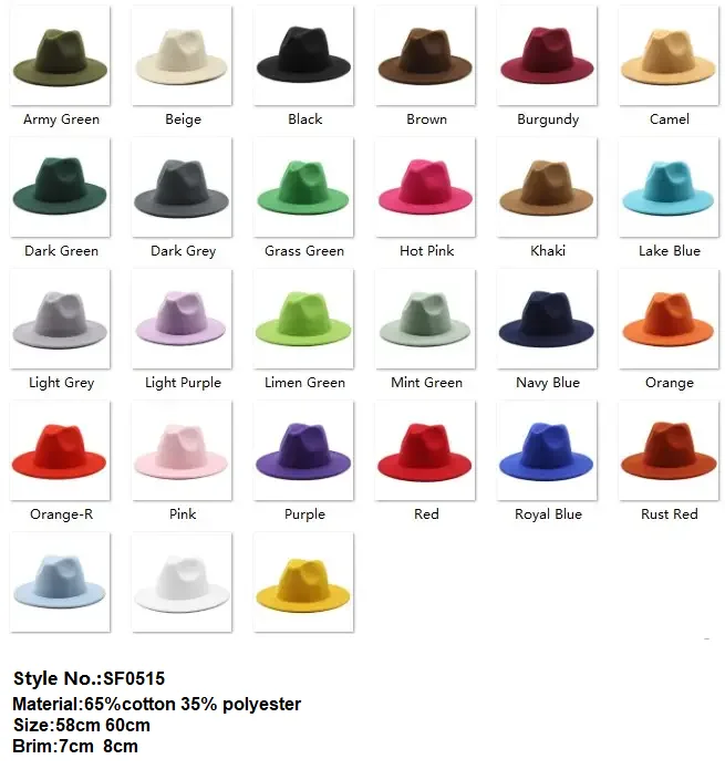 Custom Wholesale 2024 New Luxury High Quality Colour Sombreros Unisex Women Men Pure Wool Felt Fedora Hats
