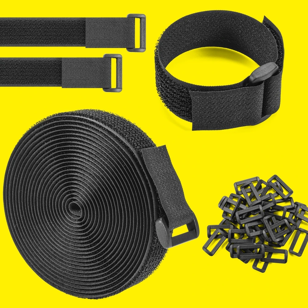 Multi-function 2 In 1 Hook And Loop Tape Fastening Strap with Plastic Buckle Self-locking Hook Loop Tape