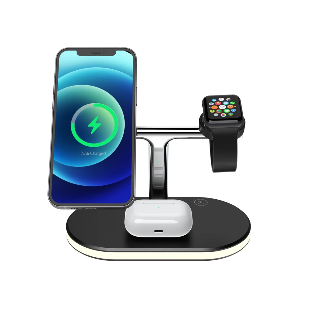 LANGWEI Multifunction Magsafing Wireless Charger Duo 15W Wireless Charging Desktop Cellphone Stand Charger Station Dock
