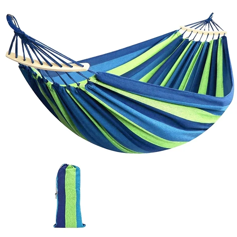 High Quality Canvas Outdoor Camping Travel Portable Anti-Rollover Hammock Portable Lightweight Hammock Family Garden Hammock