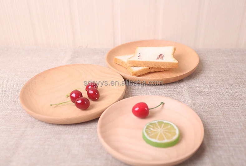 Wholesale  Nordic  Serving Tray    Natural Handmade    Steak wooden Beech Wood Tableware Round Serving Plate for  Hotel