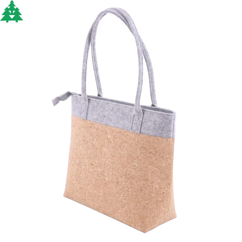 Shopping Bags Lady Women Handbags Popular Felt and Cork Products Handmade Fabric Fashion Customized Logo