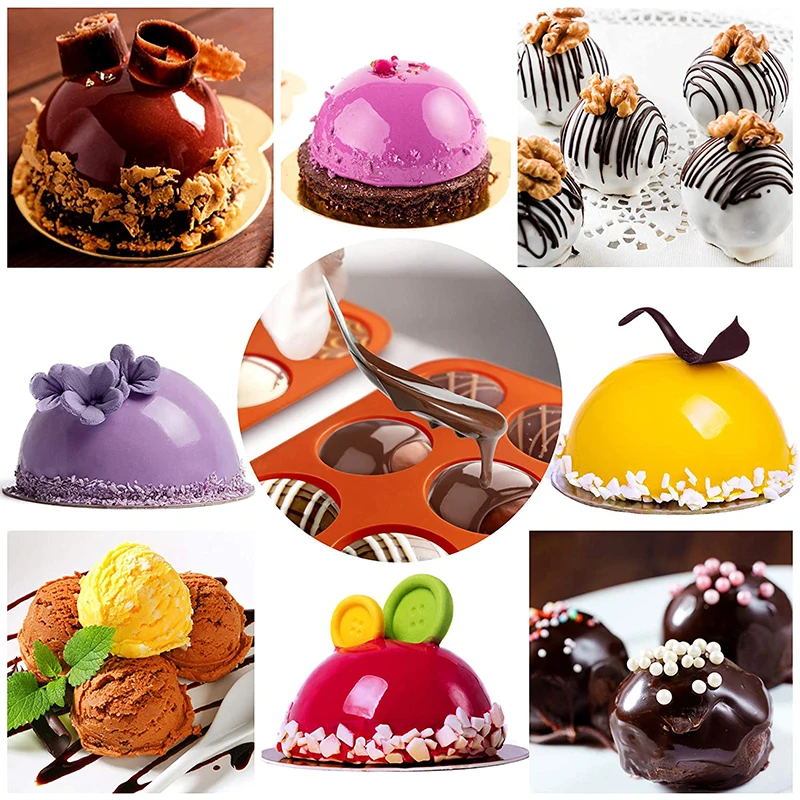 Medium Semi Sphere Silicone Mold 4 Packs Baking Mold for Making Hot Chocolate Bomb  Cake Jelly Dome Mousse Cake Tools