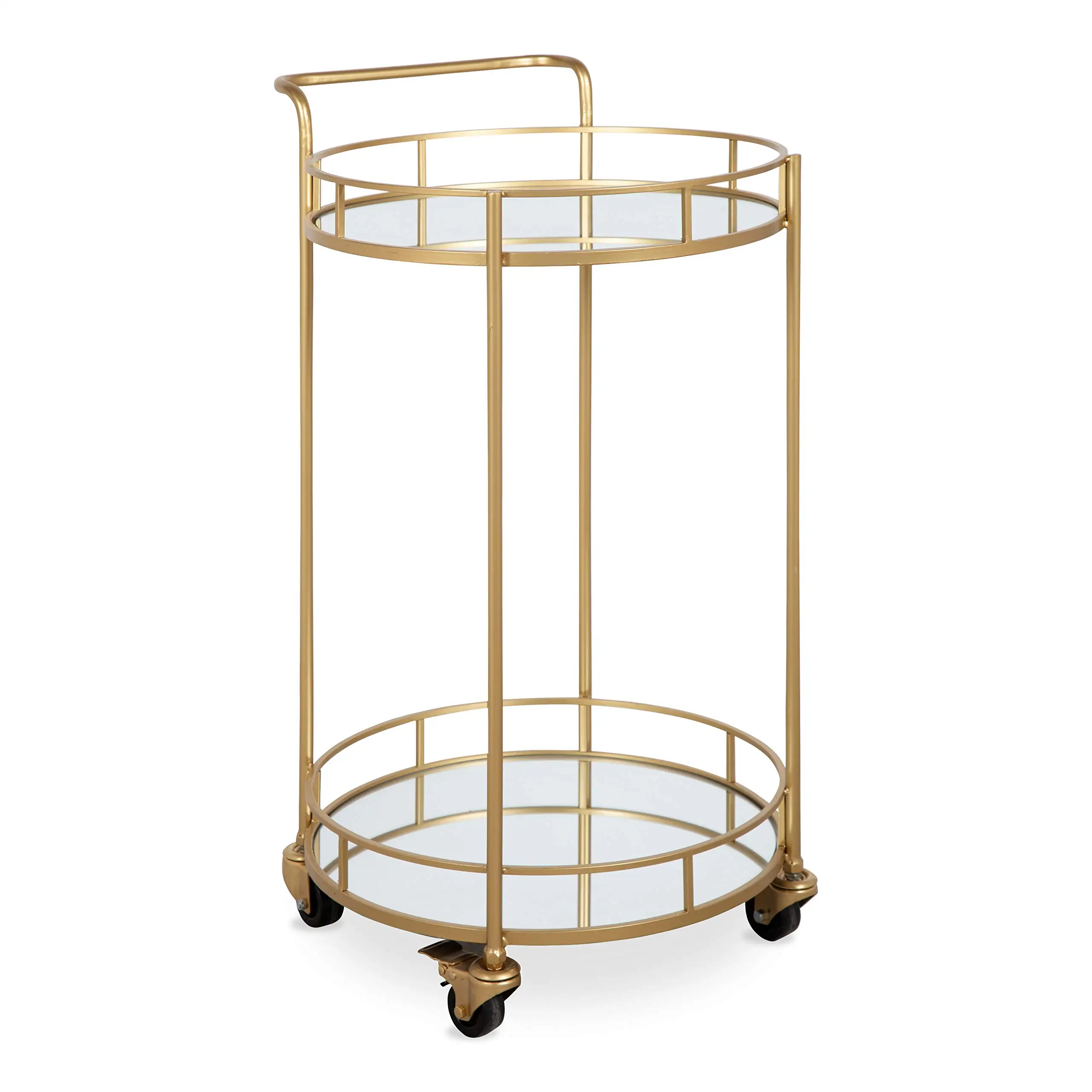  Living Room Corner Rose Gold Beautiful Modern Metal Rolling Hand Wheeled Design Glass Bar