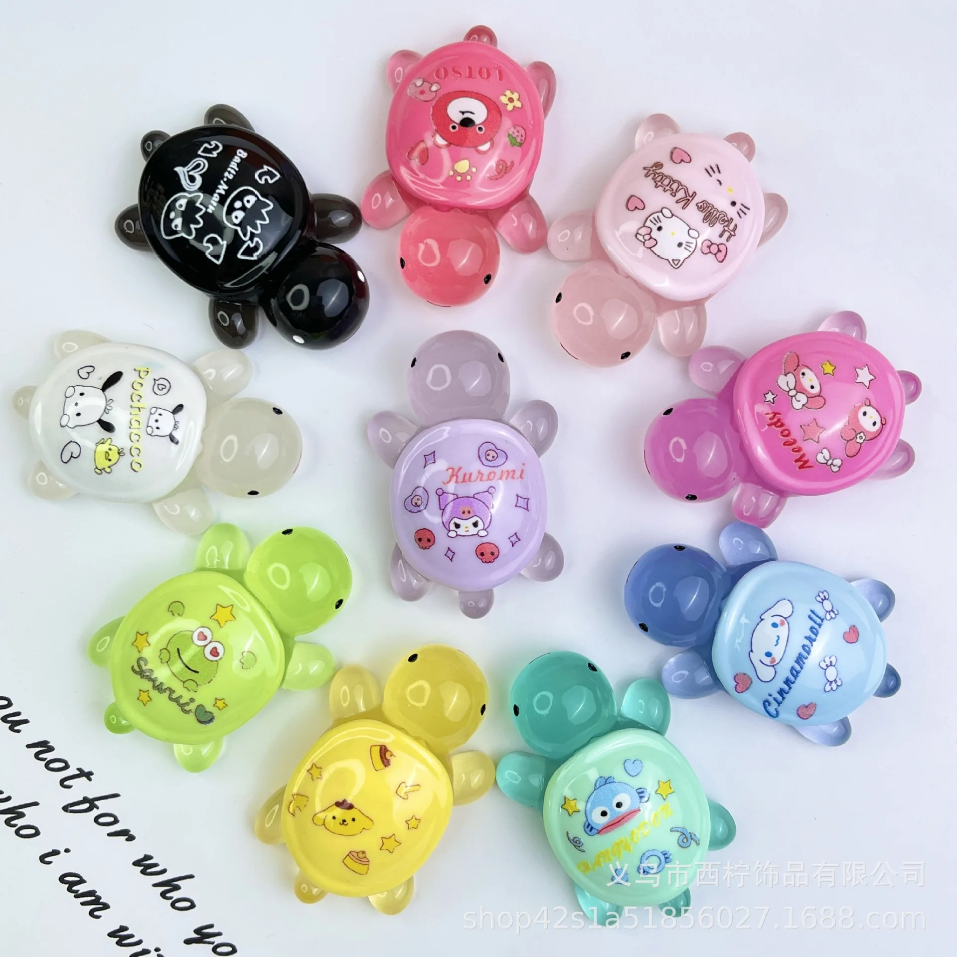 50mm Glow-In-The-Dark Turtle Cute Jelly Color Fluorescent Jewelry Accessories Acrylic Charms