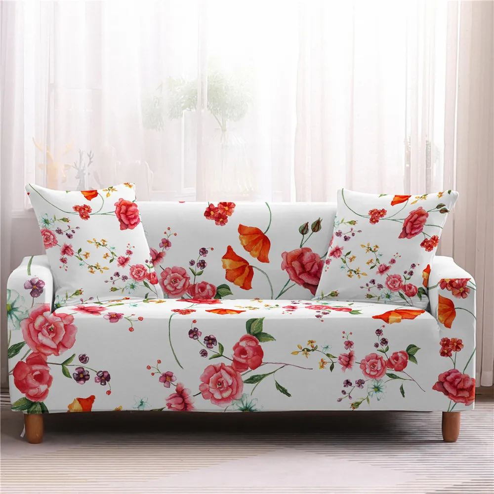 Home 3D printed leaves living room sofa cover full package elastic sofa cover cloth combined sofa cushion